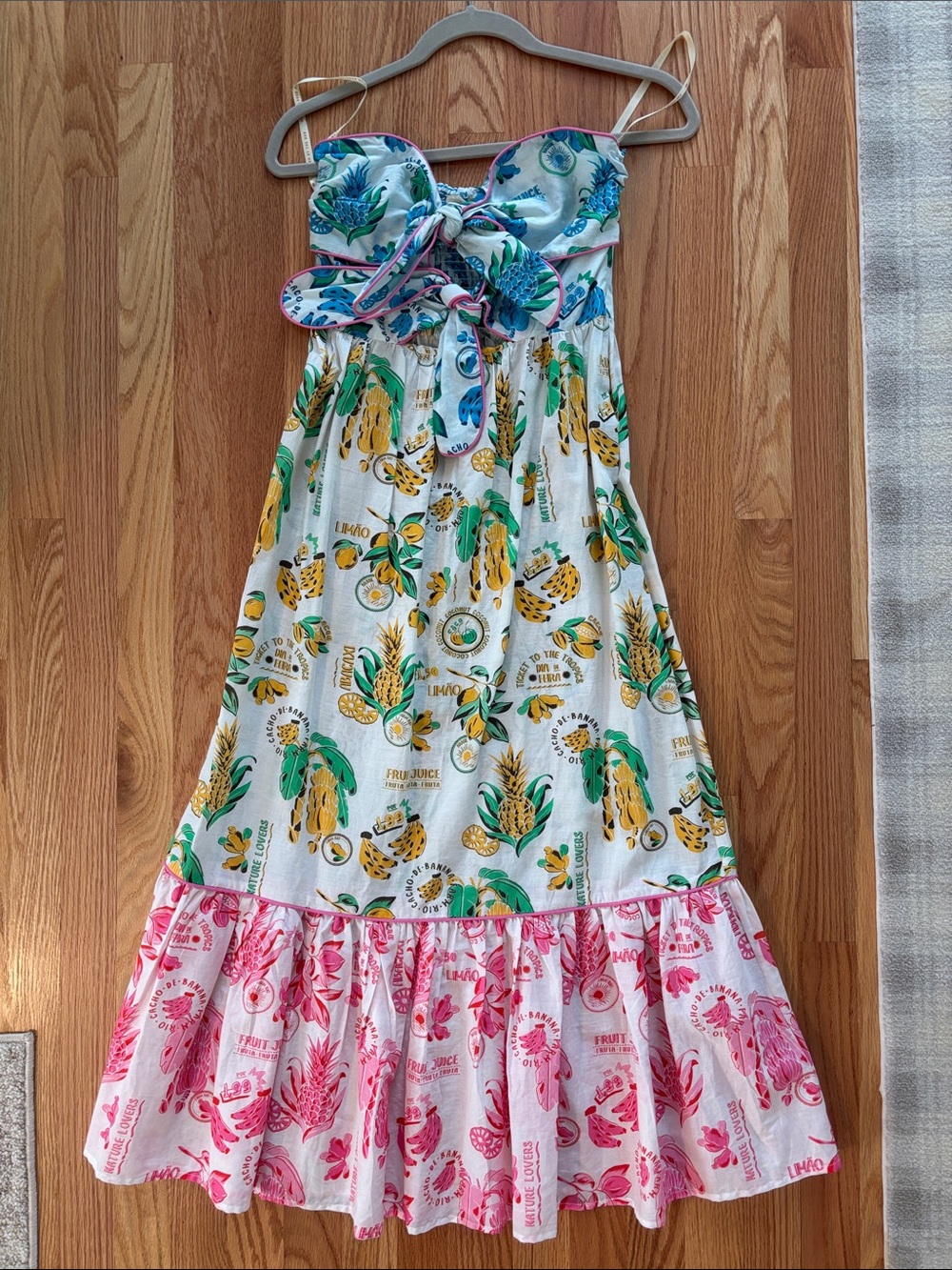 FARM Rio White Maxi Dress with Yellow, Green & Pink Fruit Print